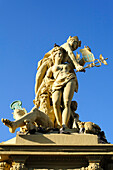 Figure on the market fountain, market square, Mannheim, Baden-Wuerttemberg, Germany