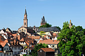 Blick auf Altstadt Weinheim mit Schloss, Baden-Württemberg, Deutschland
