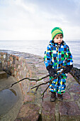 Boy at the North Sea, Cuxhaven, North Sea, Lower Saxony, Germany