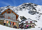 Rifugio Branca alpine hut, Val dei Forni, Ortler range, Lombardy, Italy