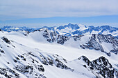 Blick auf Brenta und Presanellagruppe vom Pizzo Tresero, Pizzo Tresero, Val dei Forni, Ortlergruppe, Lombardei, Italien