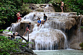 Waterfall in Erawan National Park near Kanchanaburi, Thailand