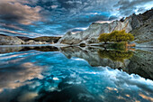 Reflection on Blue Lake, St Bathans, Central Otago, New Zealand