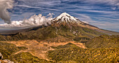 Mount Taranaki seen from slopes of Pouakai Range, New Zealand