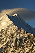 Coulds over Mount Cook at sunset, seen from Mount Kinsey, Mount Cook National Park, Canterbury, New Zealand