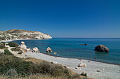 Kieselstrand am Felsen der Aphrodite, Pétra tou Romioú, Region Pafos, Südwest Zypern