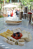 Cheese platter on a table in Gourri village about 30km westl of Lefkosia, Nicosia, Cyprus