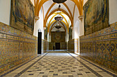 Hall in the Palacio gotico, Spanish tiles in the Alcazar, Sevilla, Andalusia, Spain, Europe