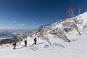 Ski tour to the volcano Mount Yotei 1898 m, Kutchan, Hokkaido, Japan.