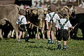 Boys wearing traditional clothes, Viehscheid, Allgau, Bavaria, Germany