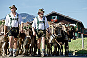 Men wearing traditional clothes, Viehscheid, Allgau, Bavaria, Germany