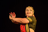 Indian dance performance during cultural program at Amrit Rao Peshwa Palace restaurant at Raja Ghat, Varanasi, Uttar Pradesh, India