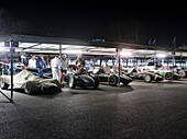 Paddock at night, 72nd Members Meeting, racing, car racing, classic car, Chichester, Sussex, United Kingdom, Great Britain