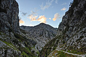 hiking trail Ruta del Cares is connecting Bulnes and Poncebos, Cabrales, mountains of Parque Nacional de los Picos de Europa, Asturias, Spain