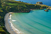 Strand Playa de Torimbia, Niembro, Barro, Golf von Biskaya, Costa Verde, Asturien, Spanien