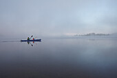 Canoe tour on lake Staffelsee, Seehausen, Upper Bavaria, Germany