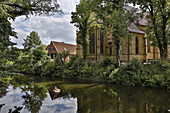 Blick über die Ems zur Clemenskirche in Telgte , Münsterland , Nordrhein-Westfalen , Deutschland , Europa