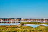 Blick von der Halbinsel Graswarder auf Heiligenhafen, Ostsee, Schleswig-Holstein, Deutschland