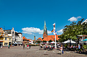Market square with church of St Michaelis, Eutin, Holstein Switzerland, Ostholstein, Schleswig-Holstein, Germany