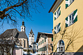 Church in Vorderstadt in Kitzbuehel, Tyrol, Austria, Europe