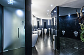 modern toilets at RedBull Hangar 7 in Salzburg, Salzburg, Austria, Europe