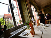 Restaurant Domherrnhof at the Cathedral, Eichstaett, Altmuehltal valley, Upper Bavaria, Bavaria, Germany