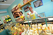 Cheese shop in Market street, Bad Toelz, Upper Bavaria, Bavaria, Germany