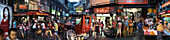 Street scene with food stalls and horse drawn carriages, Chinatown, Manila, Philippines, Asia