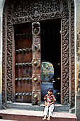 carved typical door in Zanzibar Town, Zanzibar, Tanzania, East-Africa