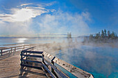 Steam rising from hot springs, Yellowstone National Park, Wyoming, United States, C1