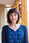 Close up of smiling Hispanic woman, Santa Fe,  New Mexico, USA