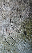 Close up of religious relief carving on wall, Siem Reap, Siem Reap, Cambodia