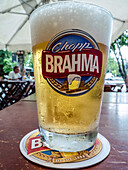 Brazil, Rio de Janeiro, Fresh glass of beer in a bar