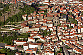 France, Haute-Loire (43), Le Puy-en-Velay city from La via Podiensis (aerial photo)