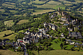 France, Corrèze (19), Turenne village perched labeled the most beautiful villages of France (aerial photo)