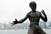 Bruce Lee's statue in Hong Kong,China. A 2,5 metre bronze statue was erected along the Avenue of Stars attraction near the waterfront at Tsim Sha Tsui