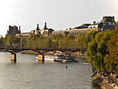 France, Paris, Louvre Museum and footbridge of Arts