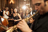 Jazz musicians performing in nightclub