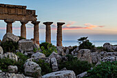 Temple of Hera ruins at dusk, Selinunte, Sicily, Italy