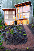 Walkway to modern house