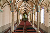ehemalige Kloster Möllenbeck, Klosterkirche, spätgotisch, Gewölbe des Mittelschiffs, Rinteln, Niedersachsen, Norddeutschland, Deutschland