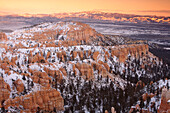 Sunset Point in Bryce Canyon National Park warms during the sunset light.