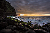 Sunset over the ocean on the Na' Pali coast of Kauai in Hawaii