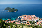 Elevated view of the historic centre, UNESCO World Heritage Site, Dubrovnik, Dalmatia, Croatia, Europe