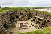 Excavated 5000 year old village site of Skara Brae, UNESCO World Heritage Site, on Mainland Island, Orkney Archipelago, Scotland, United Kingdom, Europe