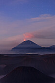 Active Gunung Bromo volcano at night, Bromo-Tengger-Semeru National Park, Java, Indonesia, Southeast Asia, Asia