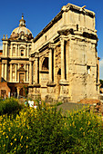 Arch of Septimus Severus, St. Lucas and St. Martina Church, Roman Forum, UNESCO World Heritage Site, Rome, Lazio, Italy, Europe