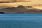 Sunset, Lake Taupo and Mount Ngauruhoe,Tongariro National Park, UNESCO World Heritage Site, North Island, New Zealand, Pacific