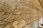 Bas-relief carvings from the Churning of the Sea of Milk myth, Angkor Wat, Angkor, UNESCO World Heritage Site, Siem Reap, Cambodia, Indochina, Southeast Asia, Asia