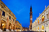 Clock tower on the Basilica Palladiana, Piazza Signori, Vicenza, UNESCO World Heritage Site, Veneto, Italy, Europe